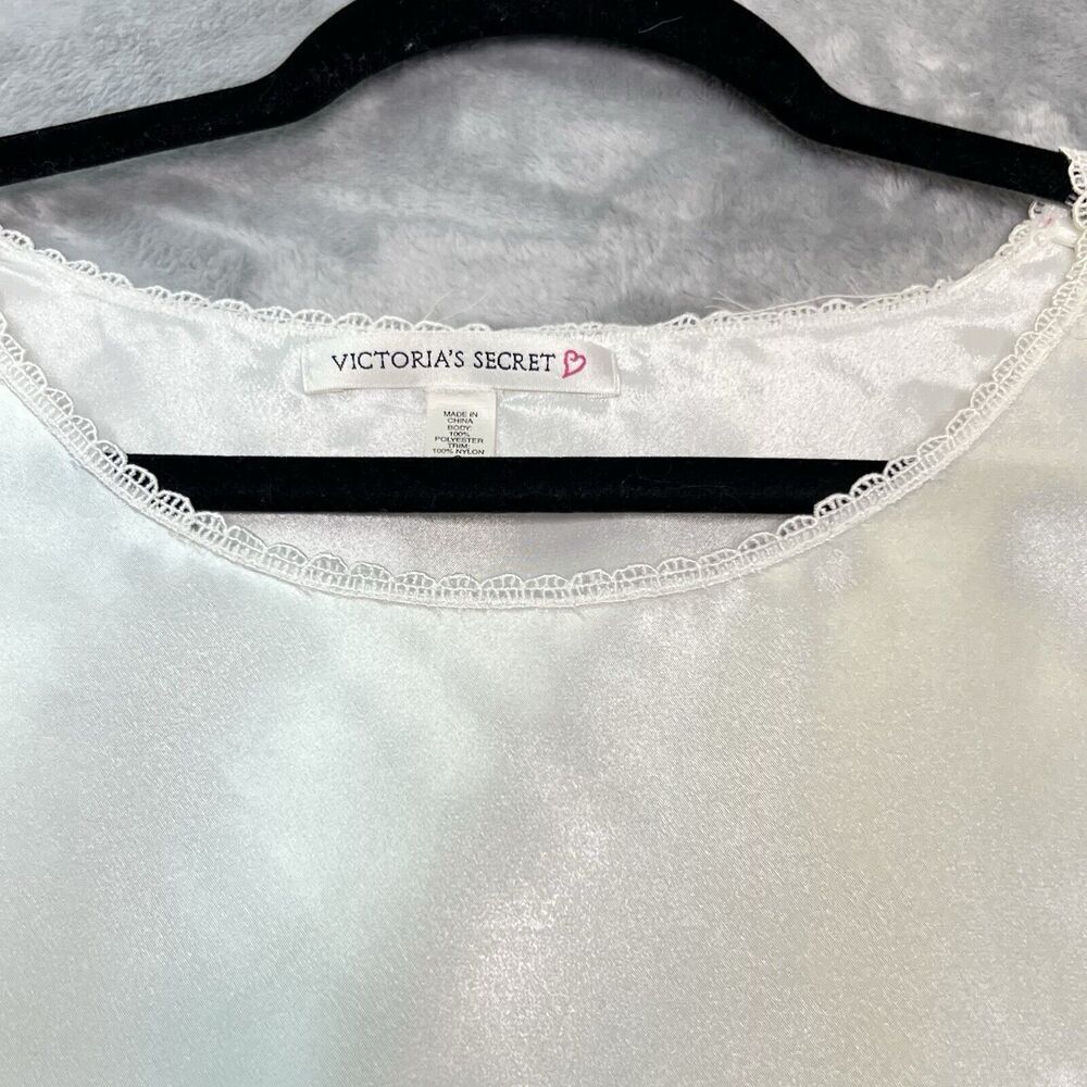 Vintage 90s Victoria Secret Ivory Satin & Lace Short Sleeves Top Sz S Delicate‎ - Picture 10 of 16